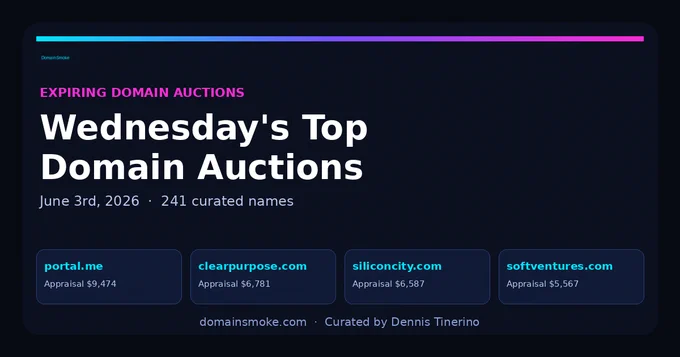 Domain Smoke is a Daily Curated Newsletter for Buying Expired Domain Names. With a Wide Variety of High-quality Domains Going to Auction Every Day, You're Sure to Find Your next Best Investment Opportunity.