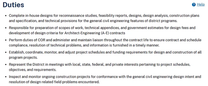 Image lists the duties of the job being announced in the post.