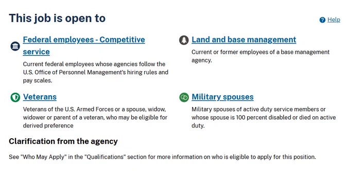 The image lists who is eligible to apply for the job being announced in the post.