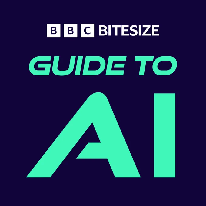 Mint writing on a navy background reads: BBC Bitesize Guide to AI