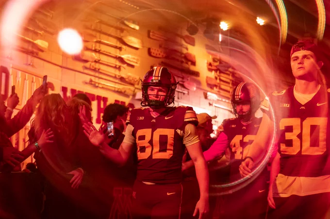 Alan Soukup walking through the team tunnel at Huntington Bank Stadium in 2025.