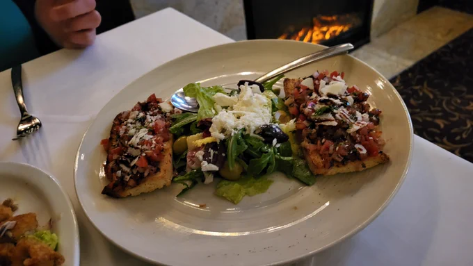 Bruschetta and an Italian salad