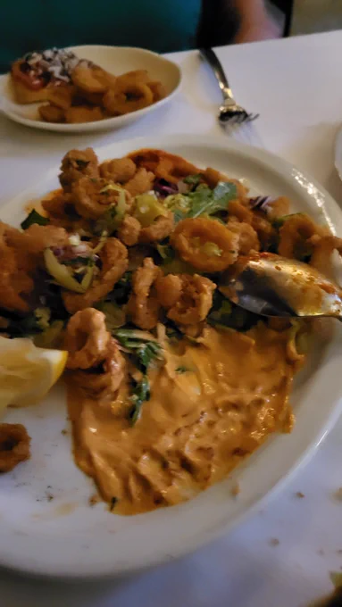 Fried squid with a chipolte dip