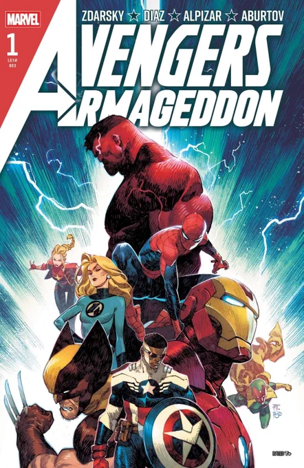 • 'Avengers Armageddon' (2026) #1 (of 5).

///

Written by Chip Zdarsky.
Art by Delio Diaz and Frank Alpizar.
Colors by Jesus Aburtov.
Cover by Dike Ruan.
Cover Colors by Moreno DiNisio.