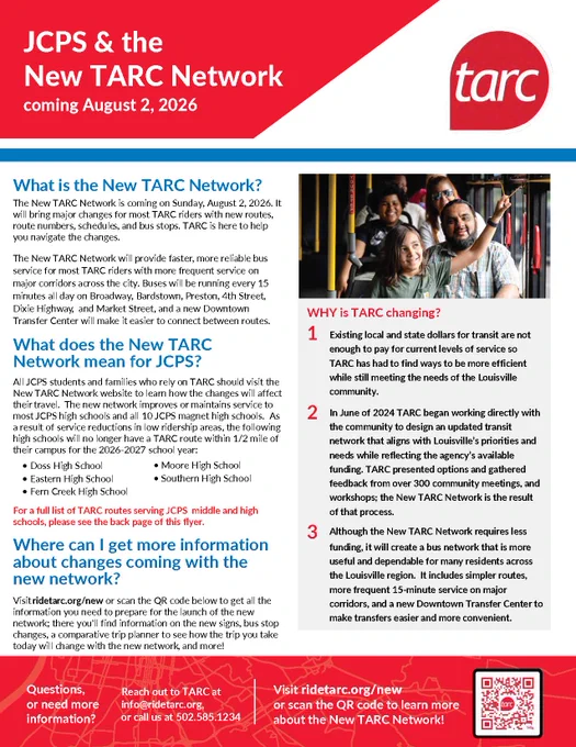 JCPS & the New TARC Network flyer