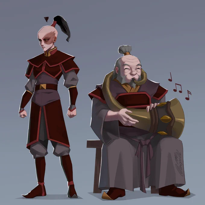 Iroh and Zuko illustrations.
