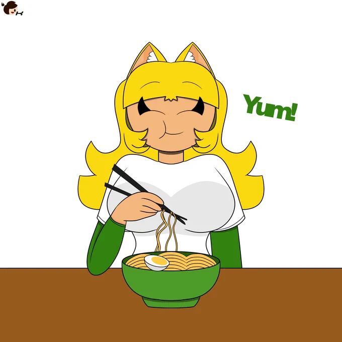 Kura tries a bowl of ramen and she likes it! ^w^