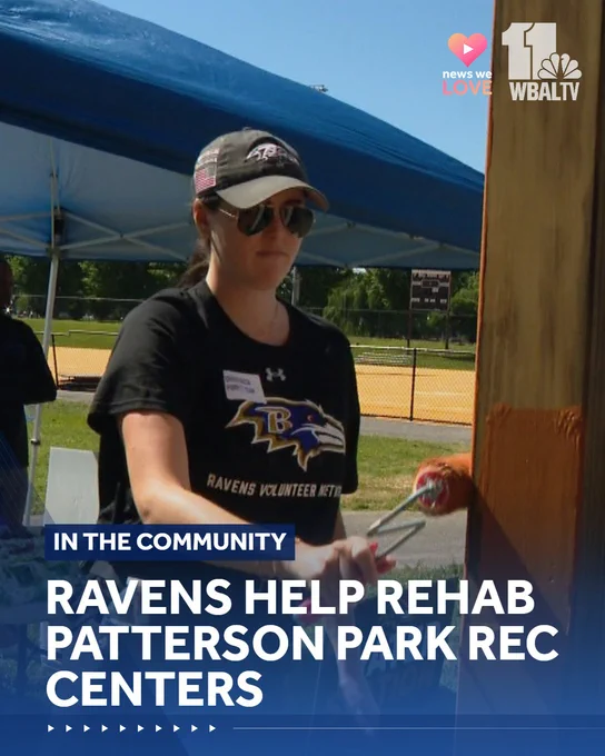 Coaches, players and staff from the Ravens converge on Patterson Park for a big volunteer project.