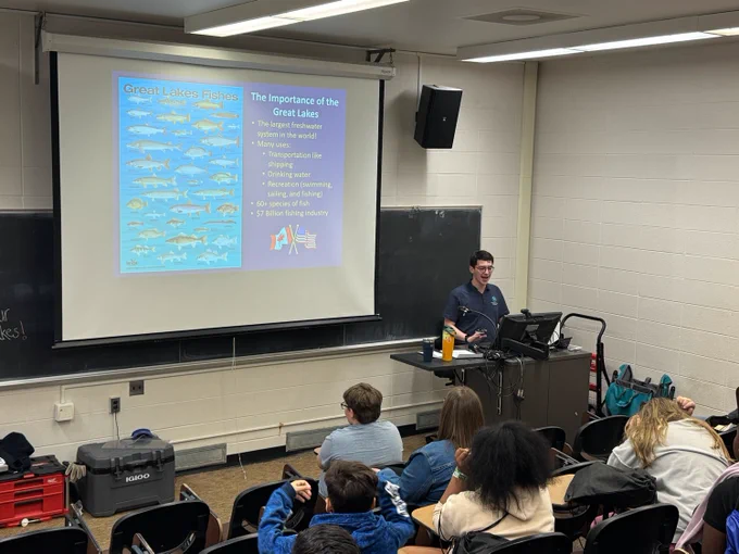 GLFC staff giving a classroom presentation. Photo credit: GLFC.