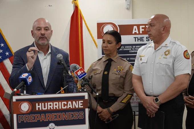 Florida Chief Financial Officer Blaise Ingoglia speaks during a hurricane preparedness event.