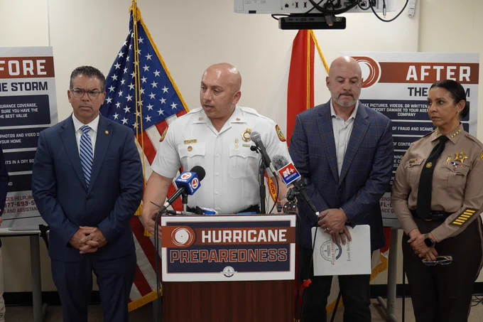 Miami-Dade Fire Rescue Chief Ray Jadallah speaks during a hurricane preparedness press conference. 