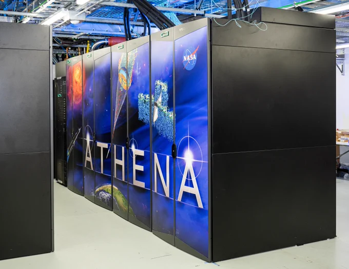 Athena, NASA’s newest supercomputer, is housed at the agency’s Modular Supercomputing Facility at NASA’s Ames Research Center in California’s Silicon Valley. NASA/Brandon Torres-Navarrete