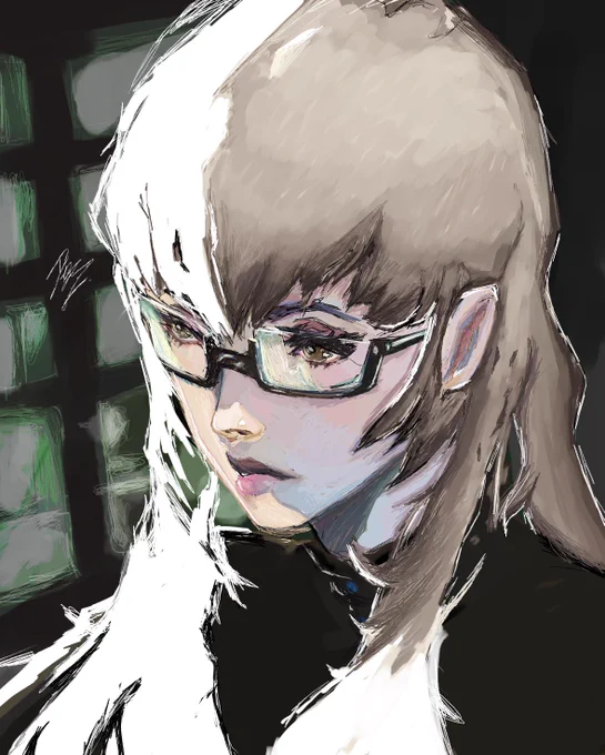 original art by @denzpfmf / @stilldenz - based off the game, Catherine by ATLUS - 2011. featuring Katherine McBride, looking out in a apartment, next to windows