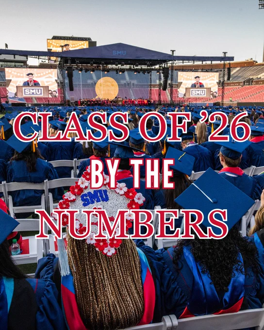 Photo at SMU All-University May Commencement of all graduates facing the stage.