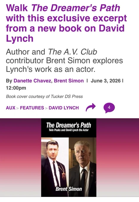 Walk THE DREAMER’S PATH with this exclusive excerpt from a new book on David Lynch by A.V. Club contributor Brent Simon, featuring more than 70 new interviews plus material from the author’s many conversations with Lynch spanning more than 20 years.