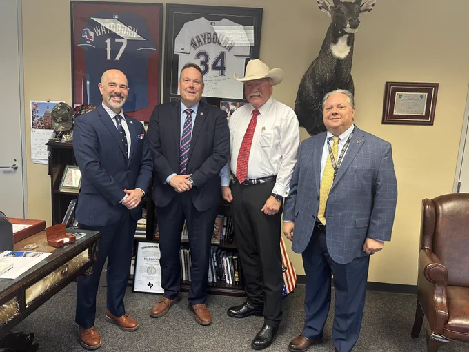 DEA Administrator Cole and Principal Deputy Administrator Salter with Tarrant County Sheriff Waybourn and Under Sheriff Bond.