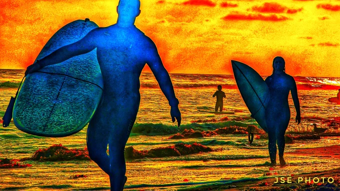 XCTV X PRESS - The Florescent Blue Surfers. 
Swamis Beach June 2, 2026.
Swamis Surf Park Encinitas California.
Photos by JSE.
Xcorps Studios Presents SWAMIS VIBE - A documusical good vibe surf fiLm produced by Stuart Edmondson and Jack Tempchin.
Mucho Bonito sunsets and SURFING ACTION along the So Cal Pacific shores.
See The Action Hear The Music Join The Xcorps!
©2001-2026TheXcorps
http://www.actionsportsmusictv.com/
http://www.swamisvibe.com/