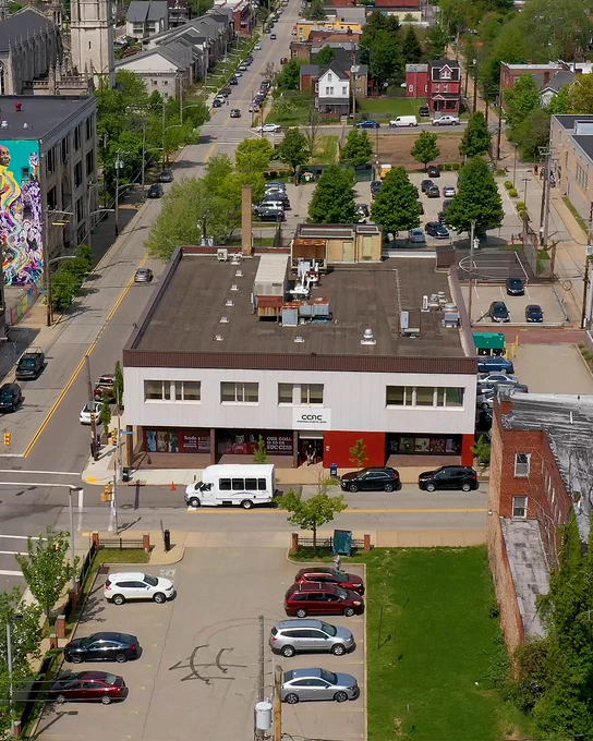 Top-down view of CCAC Homewood-Brushton Center.
