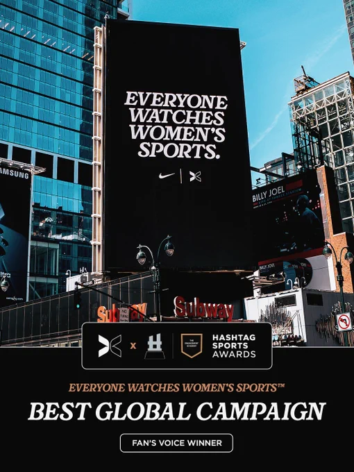 Everyone watches women’s sports: winner of best global campaign from the hashtag sports awards fan voice