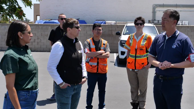 The photos show Cal OES Director Caroline Thomas Jacobs and Cal EPA Secretary Yana Garcia interacting with local communities in Garden Grove. 
