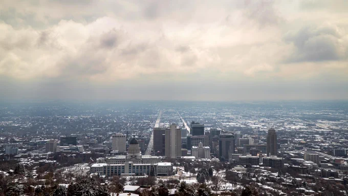 Salt Lake City on a cloudy day