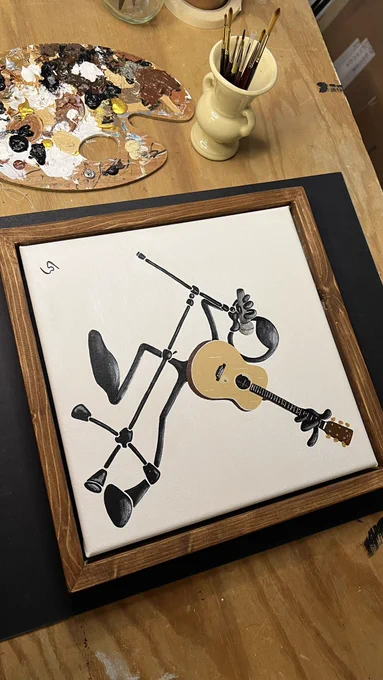 Painting guitar players on Canvas Art in Nashville