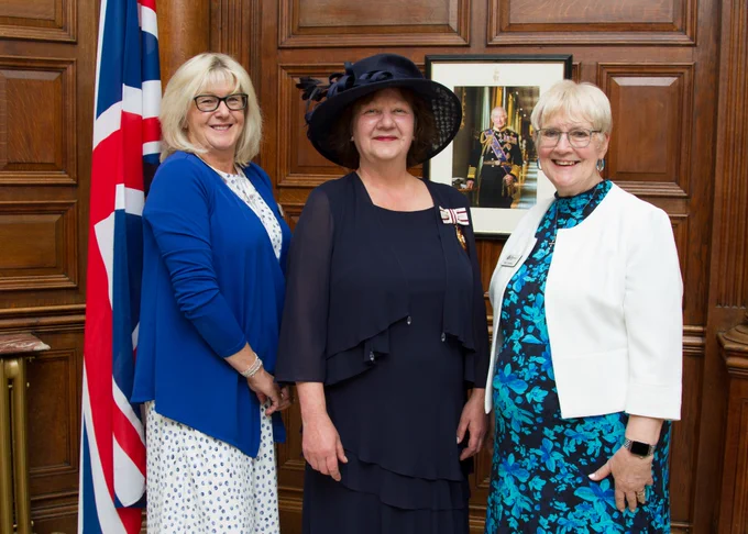 Deputy Lieutenant, Mrs. Rachel Mallows MBE pictures with Maura Brown and Mary Leeming (Registrars) in  County Hall, Northampton
