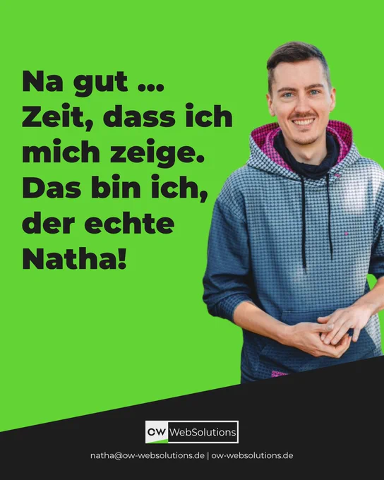 Na gut … Zeit, dass ich mich zeige. Das bin ich, der echte Natha! (Profilbild von Website Freelancer Natha)