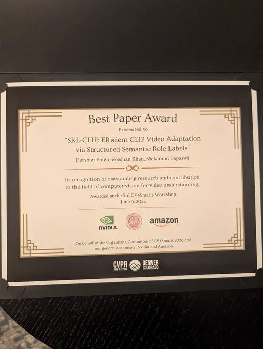 Best paper award certificate 