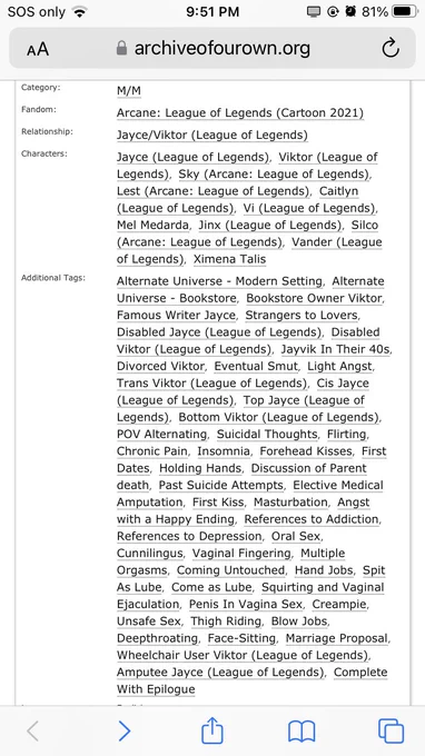 Screenshot of fanfic’s tags. They don’t fit in the word count unfortunately.