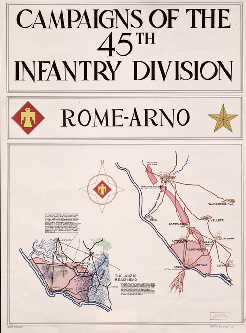Rome-Arno Campaign Map by the 45th Infantry Division.