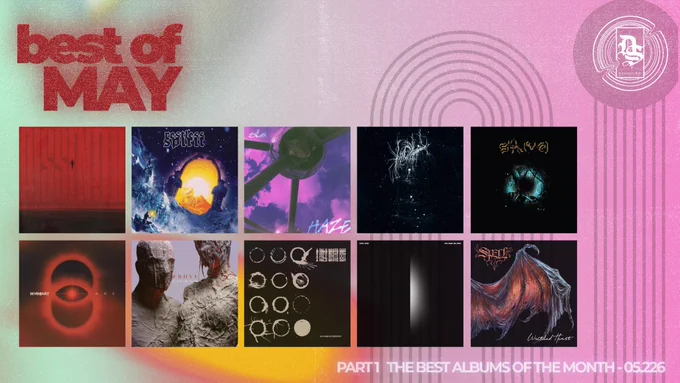 first row:
* Haste the Day - Dissenter (chaotic hardcore melodic metalcore)
* Restless Spirit - s/t (psychedelic stoner doom)
* Silo - Haze (alternative shoegaze)
* My Heart, an Inverted Flame - My Death Is More Beautiful Than Your Life (psychedelic sludge drone)
* SeeFeel - Sol.Hz (ambient dark syntwave)

second row:
* Sevendust - One (alternative metal)
* Erdve - Epigrama (sludge hardcore)
* Periphery - A Pale White Dot (djent)
* Port Noir - The Dark We Keep (alternative progressive shoegaze)
* Spell - Wretched Heart (heavy gothic doom)