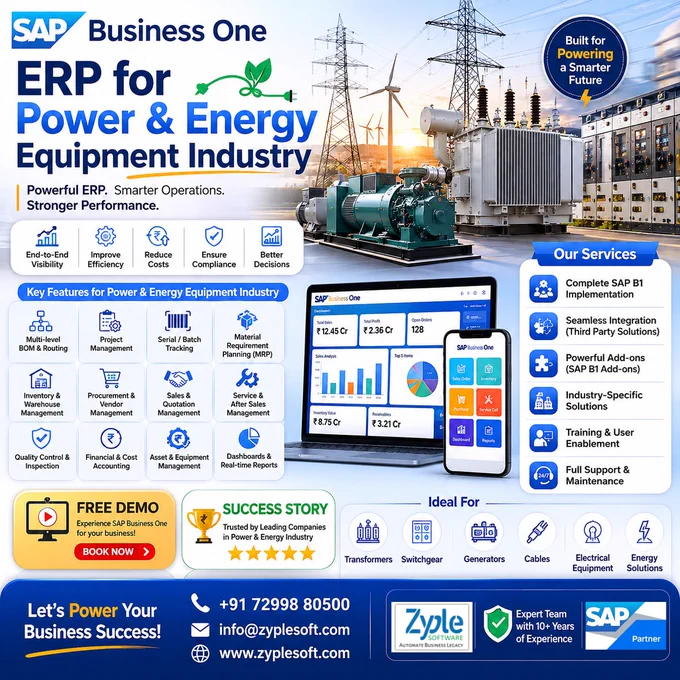 sap business one (b1) erp for power and energy equipment industry