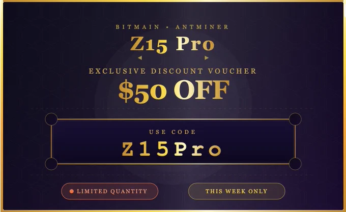 Antminer Z15 Pro - Voucher - 50usd OFF with Maxi Miners