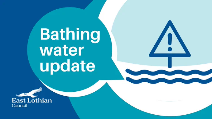Text in graphic reads: 'Bathing water update'. The council logo is shown.