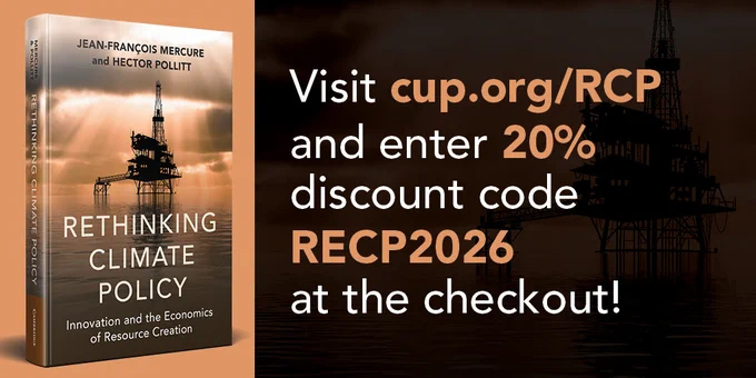 How do you achieve a zero-carbon economy? View and buy your copy here to find out https://cup.org/4fXMMBo. Use 20% discount code RECP2026 at the checkout @JFMercure @HectorPollitt 