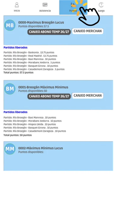 Buscar o menú "puntos"