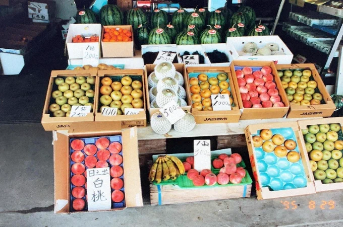 『果物屋の店先』（小千谷市所蔵） 
「おぢやの遺伝子」収録
(https://jpsearch.go.jp/item/ojiya_dna-07_011_00352)