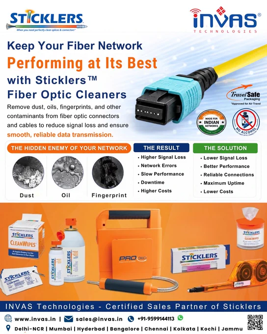 𝐀𝐝𝐯𝐚𝐧𝐜𝐞𝐝 𝐂𝐥𝐞𝐚𝐧𝐢𝐧𝐠 𝐟𝐨𝐫 𝐇𝐢𝐠𝐡-𝐏𝐞𝐫𝐟𝐨𝐫𝐦𝐚𝐧𝐜𝐞 𝐅𝐢𝐛𝐞𝐫 𝐍𝐞𝐭𝐰𝐨𝐫𝐤𝐬 𝐇𝐢𝐠𝐡-𝐏𝐮𝐫𝐢𝐭𝐲 𝐂𝐥𝐞𝐚𝐧𝐢𝐧𝐠 𝐒𝐨𝐥𝐮𝐭𝐢𝐨𝐧𝐬 𝐟𝐨𝐫 𝐅𝐢𝐛𝐞𝐫 𝐎𝐩𝐭𝐢𝐜 𝐍𝐞𝐭𝐰𝐨𝐫𝐤𝐬.
Remove dust, oils, fingerprints, and other contaminants from fiber optic connectors and cables to reduce signal loss and ensure smooth, reliable data transmission. Sticklers™ cleaning solutions are designed for precision cleaning of fiber optic end-faces, helping maintain optimal network performance and minimizing downtime.
🔹 Precision cleaning for connectors & ferrules
🔹 Fast-drying, residue-free performance
🔹 Ideal for FTTH, Data Centers, Telecom & Enterprise Networks
🔹 Trusted by fiber professionals worldwide
𝐒𝐭𝐨𝐩 𝐫𝐞-𝐜𝐥𝐞𝐚𝐧𝐢𝐧𝐠. 𝐒𝐭𝐚𝐫𝐭 𝐜𝐨𝐧𝐧𝐞𝐜𝐭𝐢𝐧𝐠.
🛠️🌐
🌐 Website: https://www.invas.in/products?OEM=Sticklers
📞 Call / WhatsApp: 095991 44113
✉️ Email: sales@invas.in
fiber cleaner | fiber cleaner pen | fiber cleaner tool | fiber cleaner liquid 