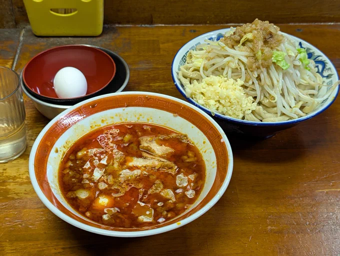 蓮見　限定カレーつけ麺　麺少なめ全増し　卵
