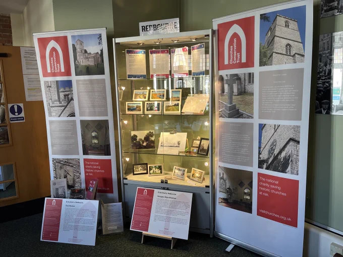 A history display at St. Andrew's, Redbourne.