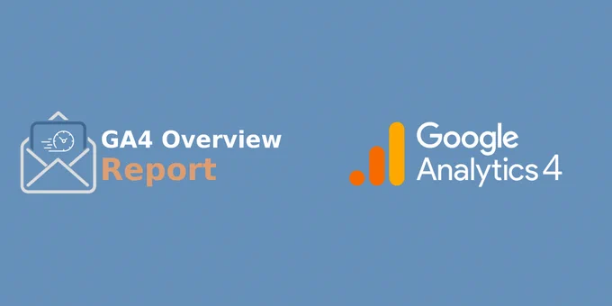 WebPerformance Report GA4 Overview Report announcement graphic featuring the Google Analytics 4 logo and WebPerformance Report branding on a blue gradient background.