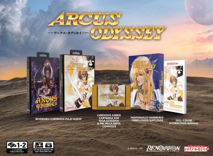 Reversible cover art, luminous amber cartridge for SEGA Genesis or Mega Drive, embellished slipcover with game art, and full color instruction manual. 1-2 Players