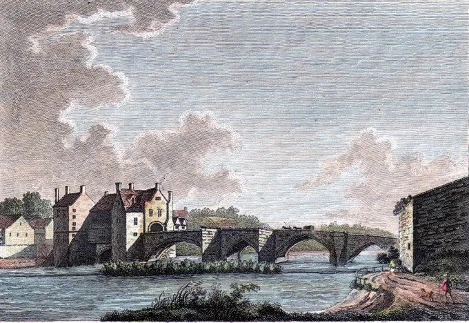 A lovely painting of the Old Dee Bridge, River Dee, Chester dated  24 May 1784. 🧑‍🎨  Artist: S. Hopper