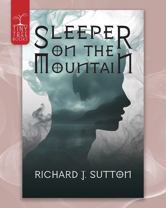Cover of Sleeper on the Mountain on a dusky pink background with smoke texture.