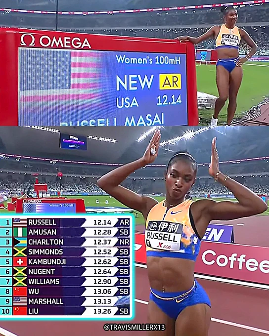 🇺🇸MASAI RUSSELL 12.14 AMERICAN RECORD AND SECOND-FASTEST 100mH TIME IN WORLD HISTORY! 👑🔥 #XiamenDL 