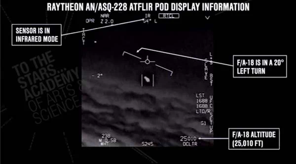 Navy photo of UFO captured by a FLIR camera aboard an F-18 SuperHornet