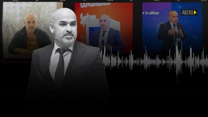 Composite image with multiple panels showing Ilgar Aliyev in different contexts: casual setting, formal portrait headshot in suit and tie, speaking at an event, and speaking with ABZAS logo visible in background. Audio waveform graphic displayed on dark background. Image relates to Ilgar Aliyev's death in Correctional Facility No. 13 on 1 May 2026.
