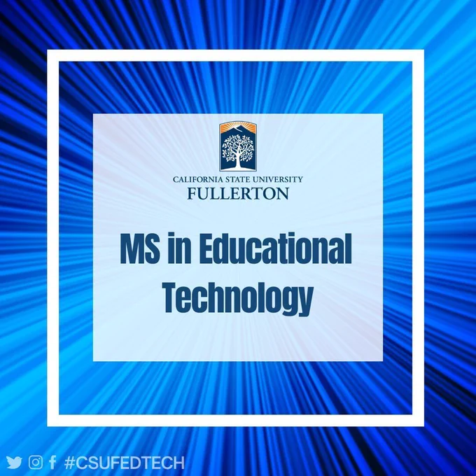 text: ms in educational technology with blue background