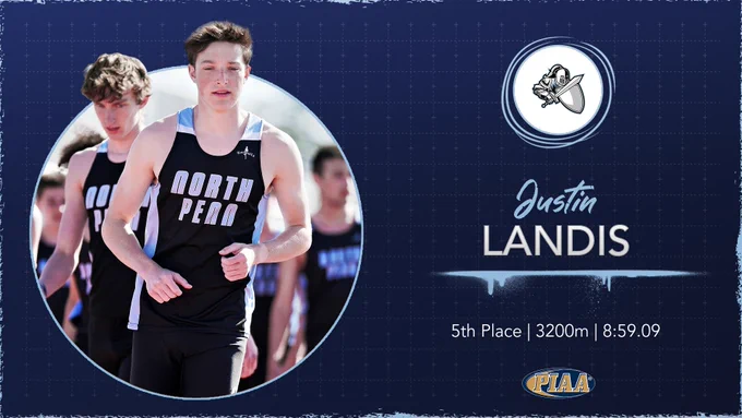 Justin Landis wins 5th place in the 3200 with a time of 8:59.09